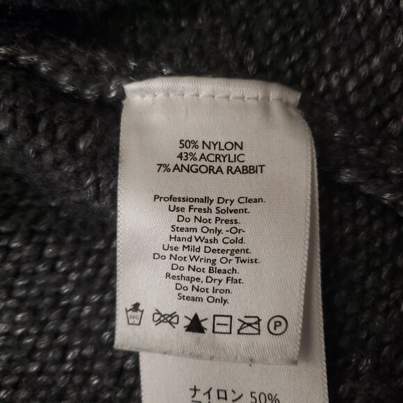 Eddie Bauer L Angora Rabbit Blend Draped Sweater Vest Gray Cable Knit - Picture 11 of 11